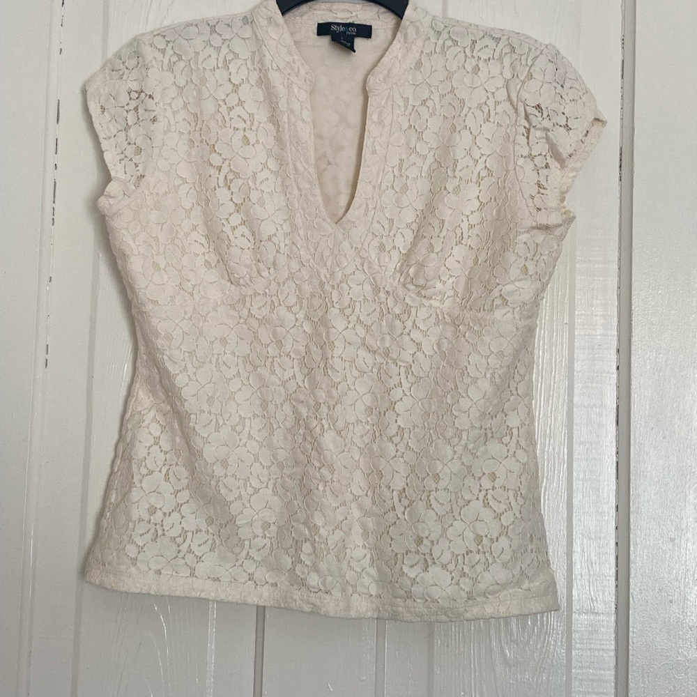 Style & Co. Women's Cream Lace Blouse